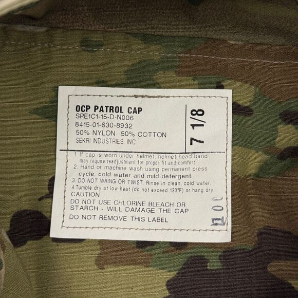 OCP (Operational Camouflage Pattern) Patrol Cap USA Military Issue NWOT - 7 1/8 - Picture 6 of 6